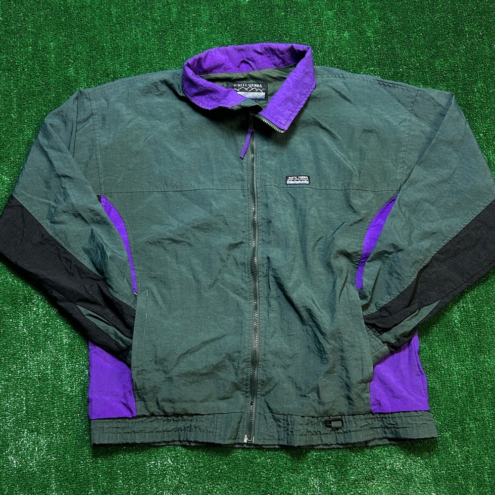 Vintage 90s White Sierra Colorblock Windbreaker Made in Taiwan R.O.C XL